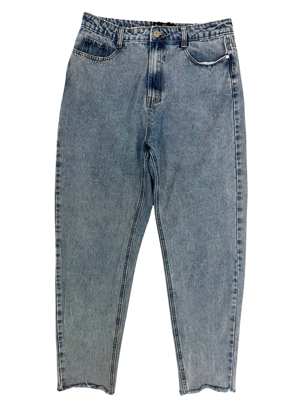 Missguided Riot Mom Jeans Womens Size 8 High Rise 100% Cotton Raw Hem Denim